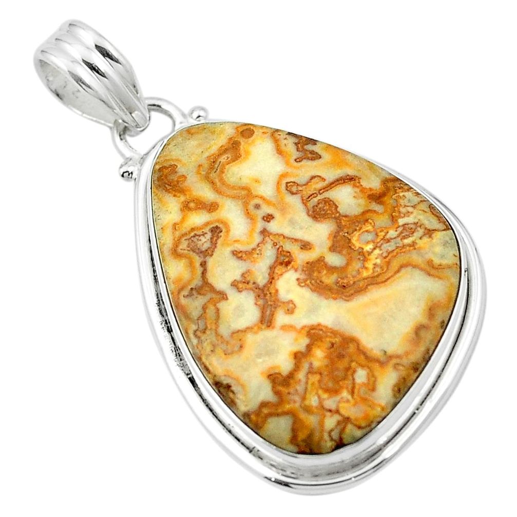 Natural brown picture jasper 925 sterling silver pendant jewelry m54120