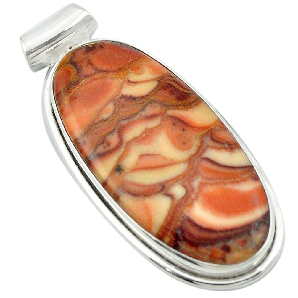 Natural brown wave rolling hills dolomite 925 silver pendant m54143