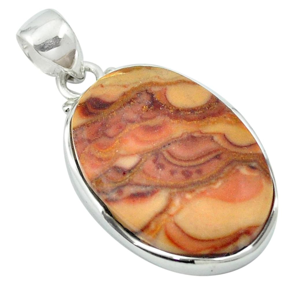 Natural brown wave rolling hills dolomite 925 silver pendant m54151