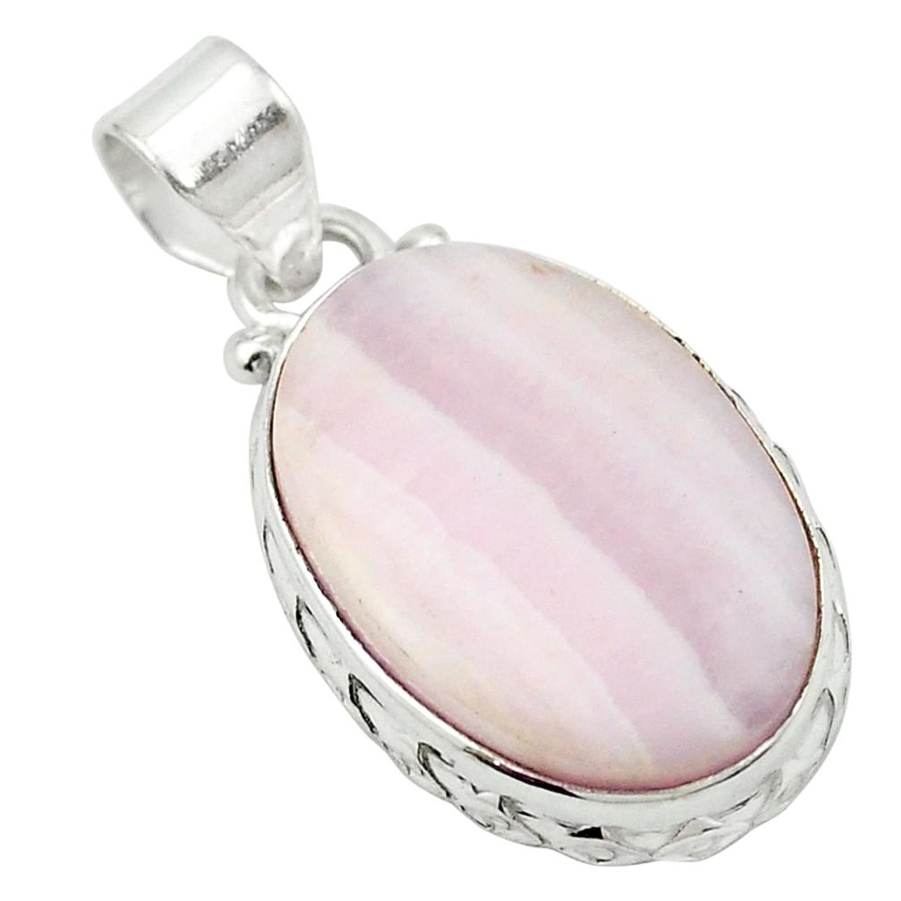 Natural pink lace agate 925 sterling silver pendant jewelry m54161