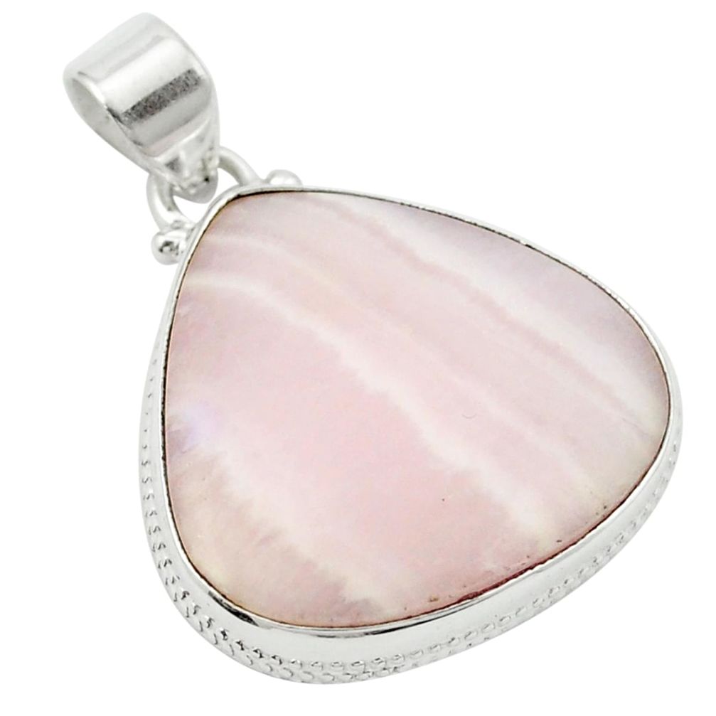 925 sterling silver natural pink lace agate pendant jewelry m54165