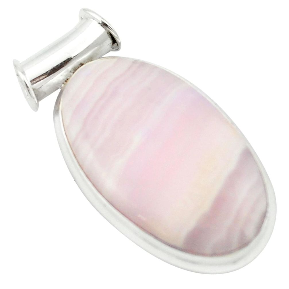 Natural pink lace agate 925 sterling silver pendant jewelry m54170