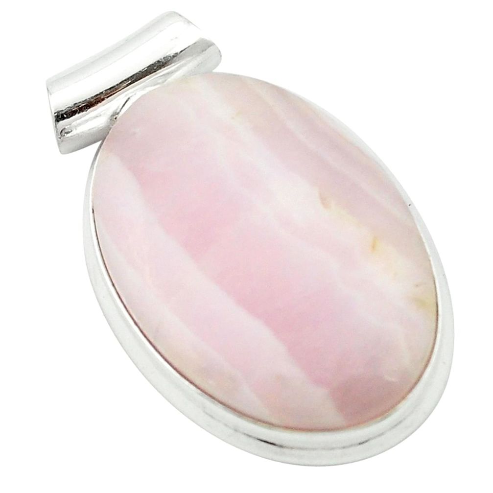 Natural pink lace agate 925 sterling silver pendant jewelry m54172