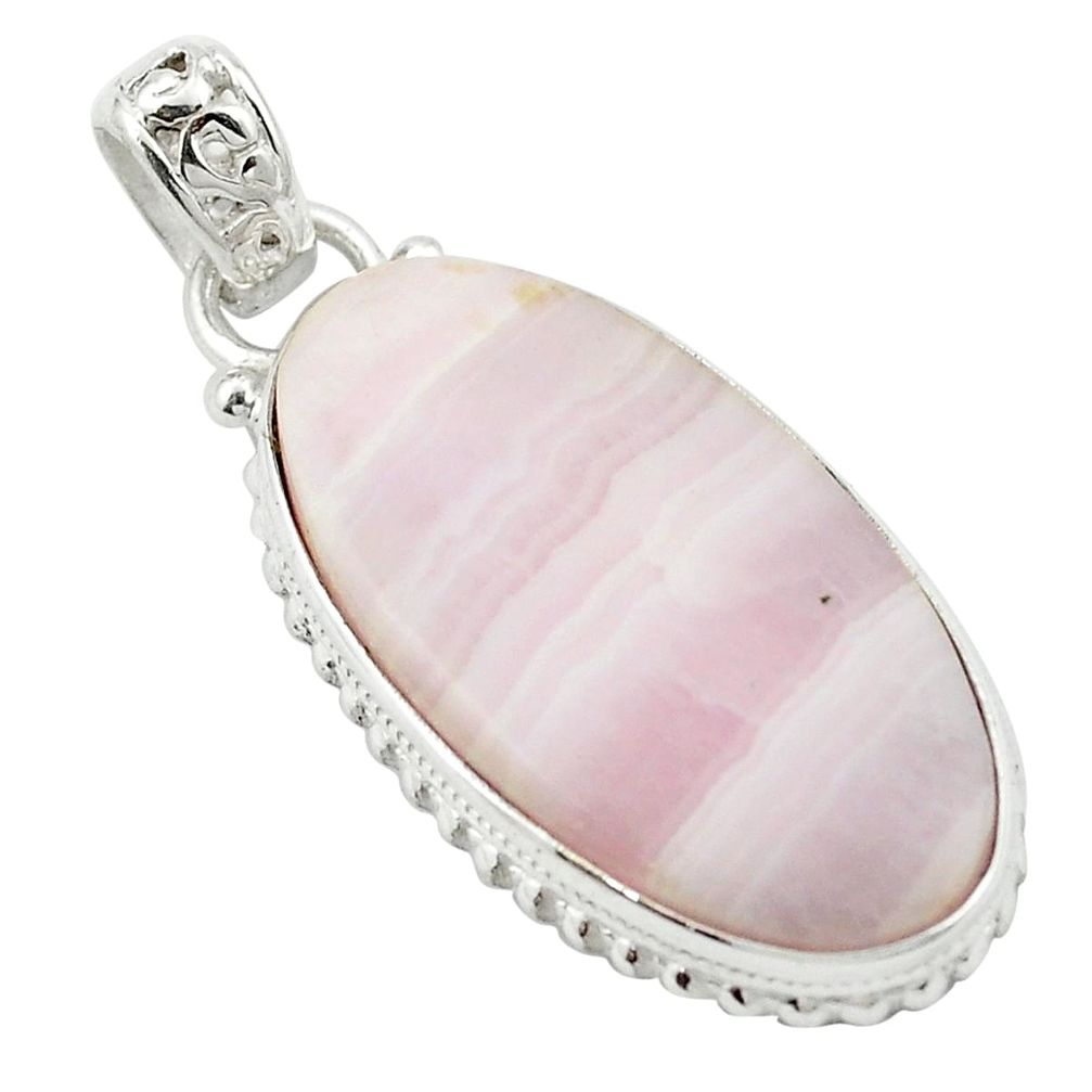 Natural pink lace agate 925 sterling silver pendant jewelry m54174