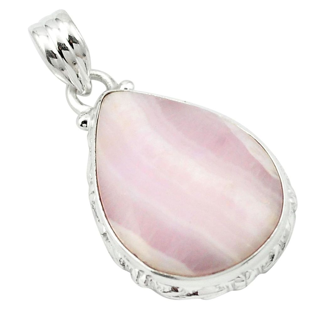 Natural pink lace agate 925 sterling silver pendant jewelry m54175