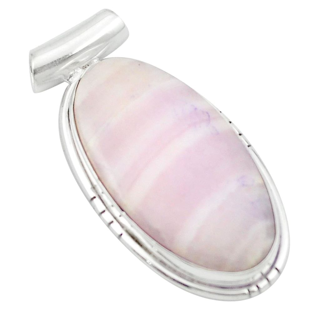 925 sterling silver natural pink lace agate oval pendant jewelry m54177