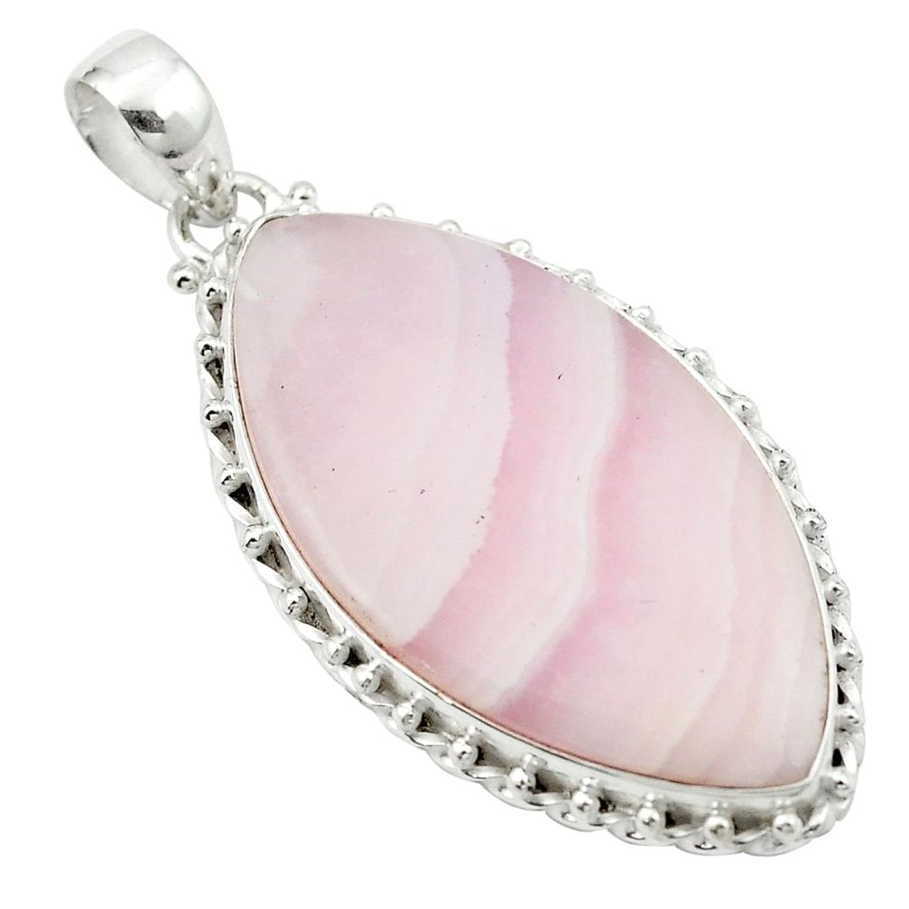 Natural pink lace agate 925 sterling silver pendant jewelry m54191