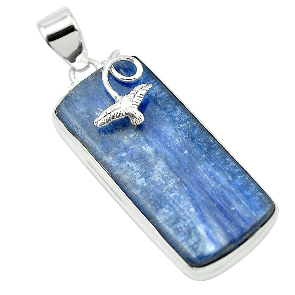 Rare natural blue kyanite 925 sterling silver pendant jewelry m55017