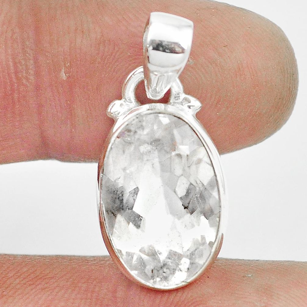 6.77cts natural white danburite faceted 925 sterling silver pendant m55063