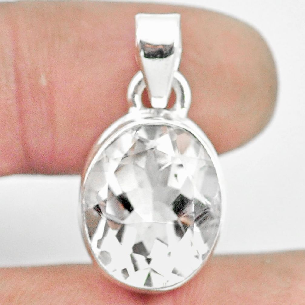 9.78cts natural white danburite faceted 925 sterling silver pendant m55064