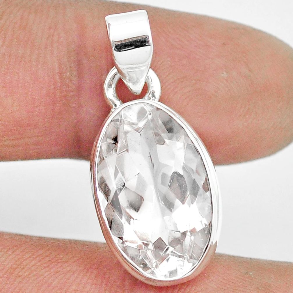 8.69cts natural white danburite faceted 925 sterling silver pendant m55065