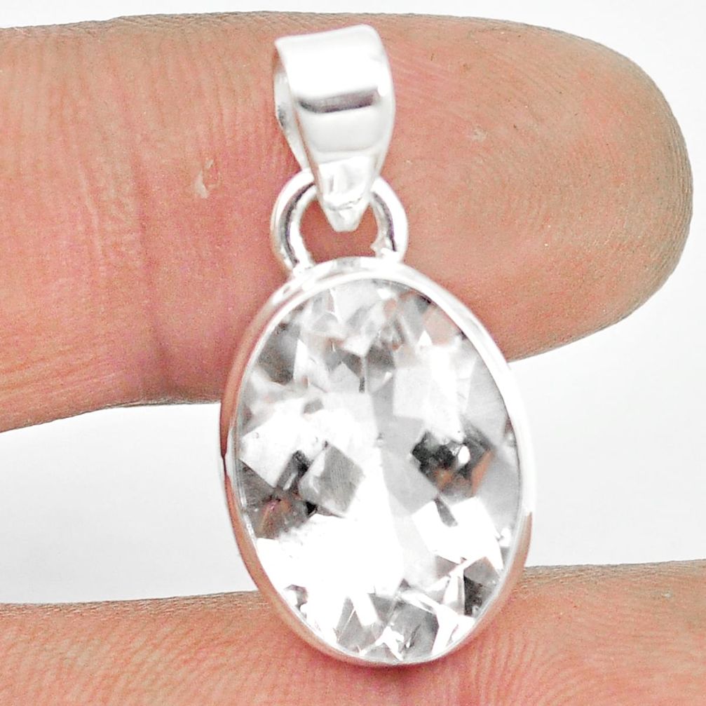 8.23cts natural white danburite faceted 925 sterling silver pendant m55066