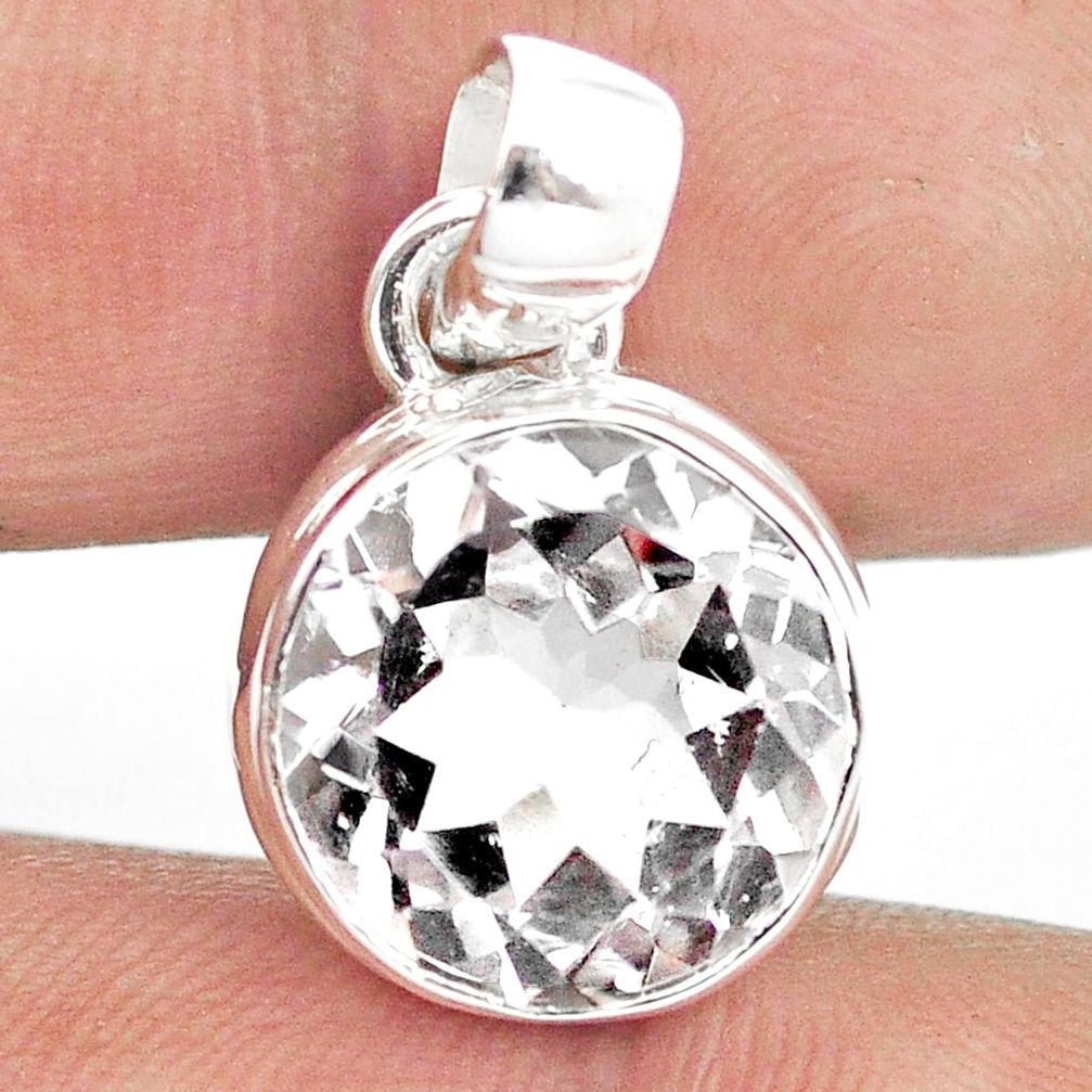 7.58cts natural white danburite faceted 925 sterling silver pendant m55067