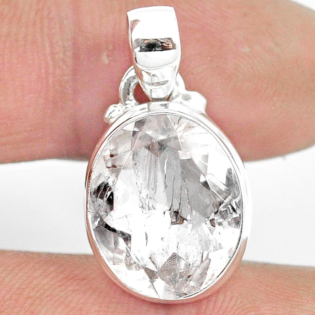 8.80cts natural white danburite faceted 925 sterling silver pendant m55068