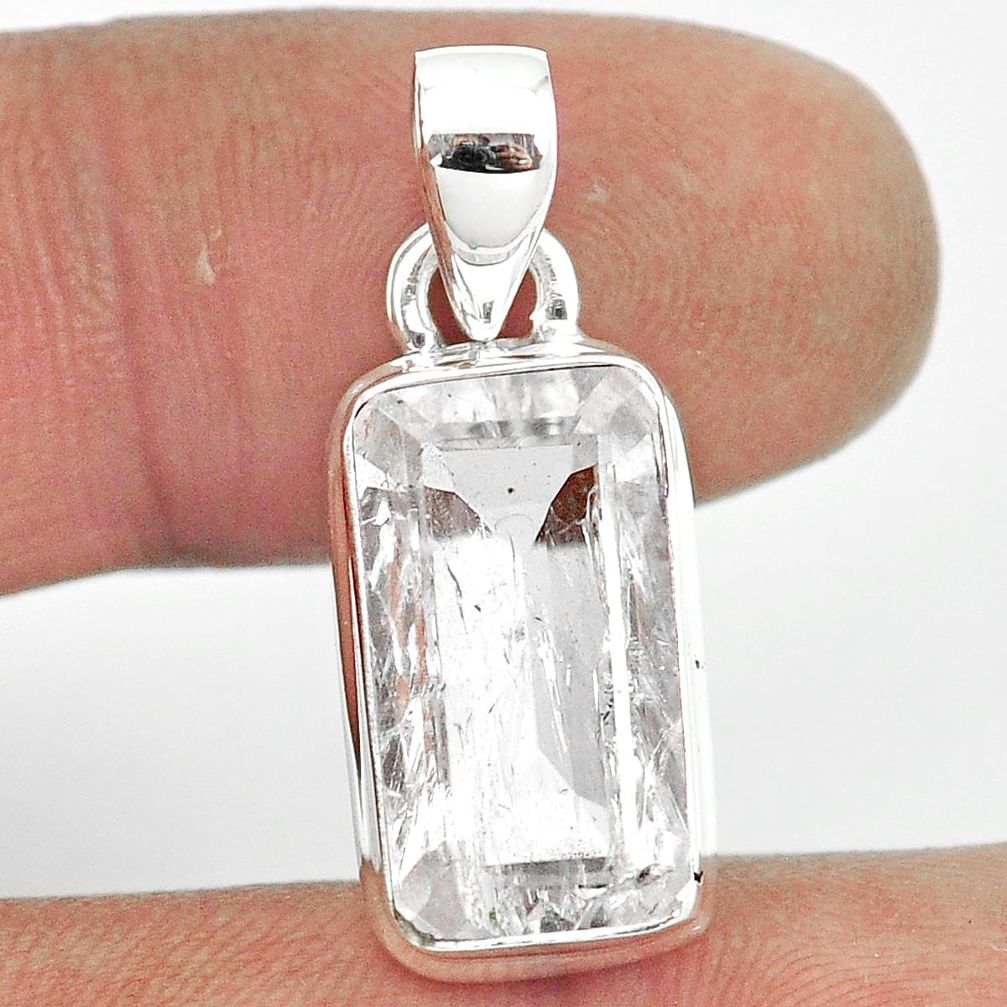 6.77cts natural white danburite faceted 925 sterling silver pendant m55069