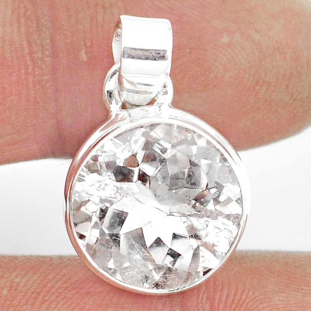 11.11cts natural white danburite faceted 925 sterling silver pendant m55071