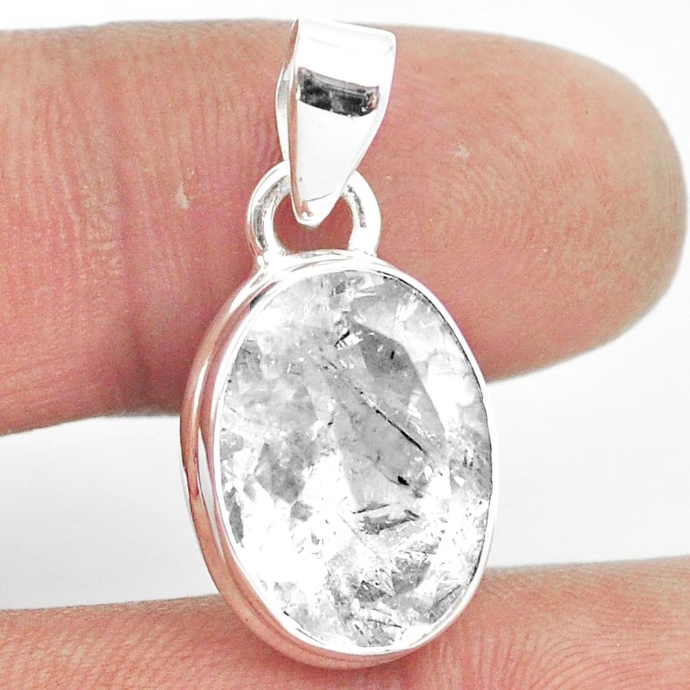 9.08cts natural white danburite faceted 925 sterling silver pendant m55072