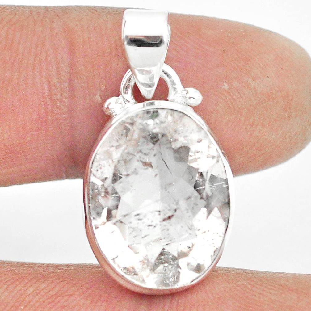 10.19cts natural white danburite faceted 925 sterling silver pendant m55073