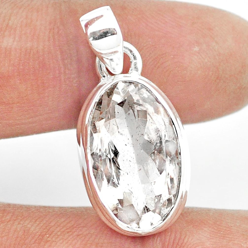 9.31cts natural white danburite faceted 925 sterling silver pendant m55075