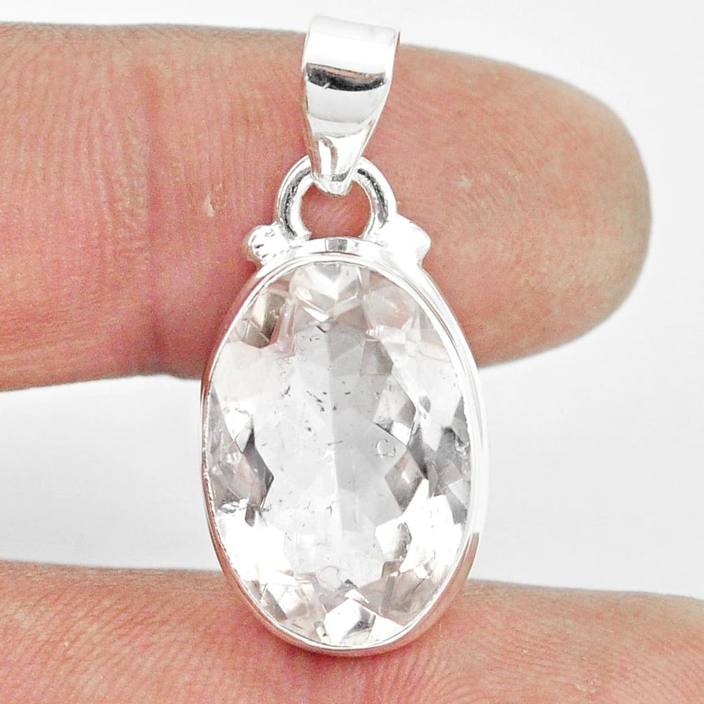 10.41cts natural white danburite faceted 925 sterling silver pendant m55077