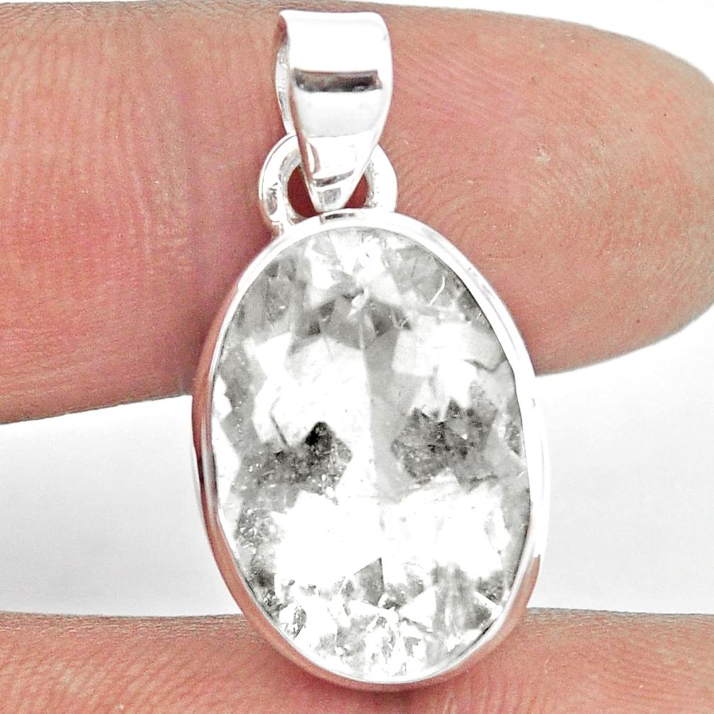 13.18cts natural white danburite faceted 925 sterling silver pendant m55080