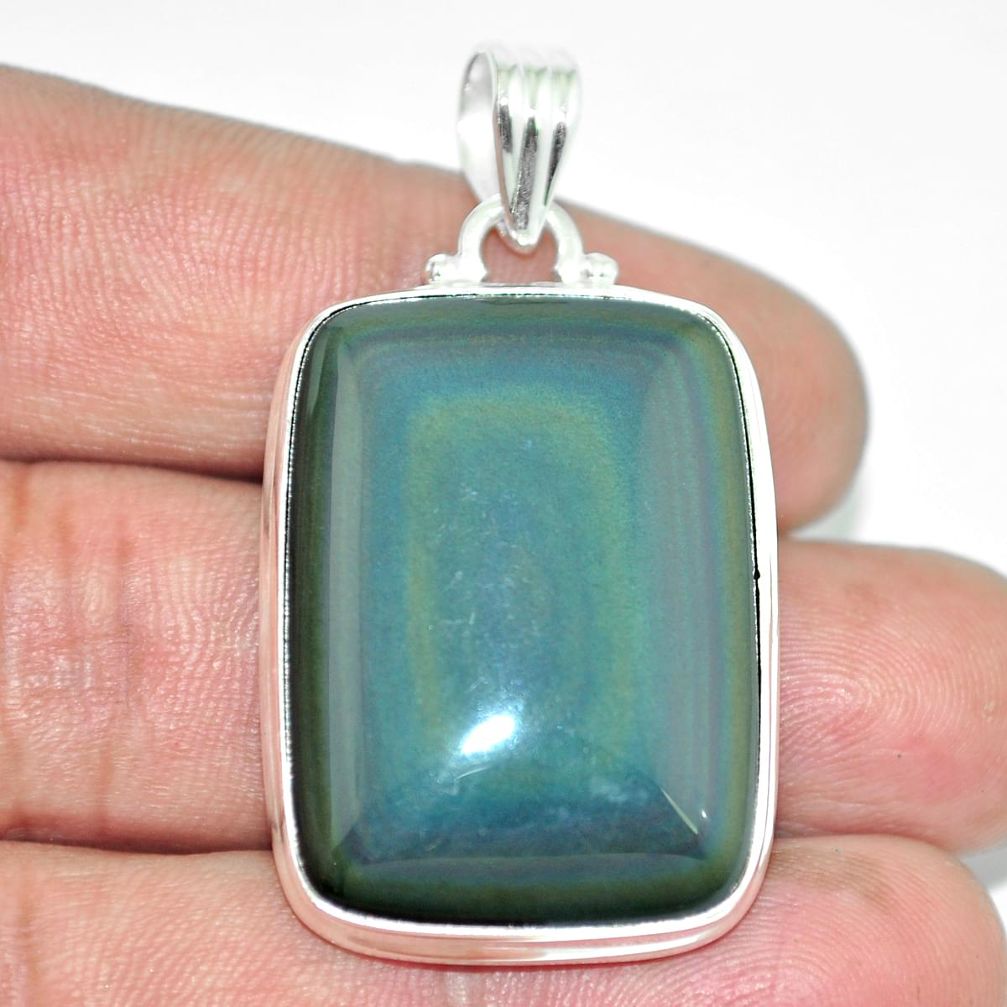 Natural rainbow obsidian eye 925 sterling silver pendant jewelry m55157