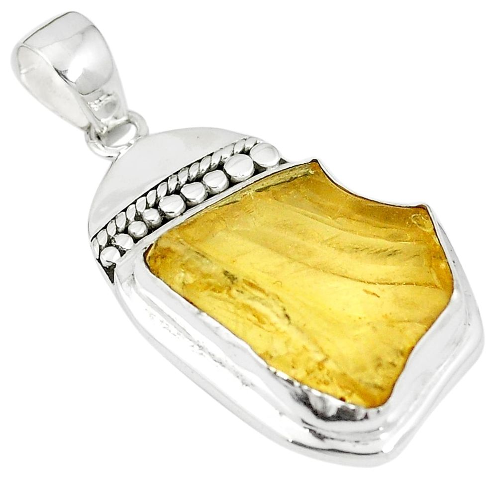 Natural 925 sterling silver yellow amber fancy shape pendant jewelry m55289