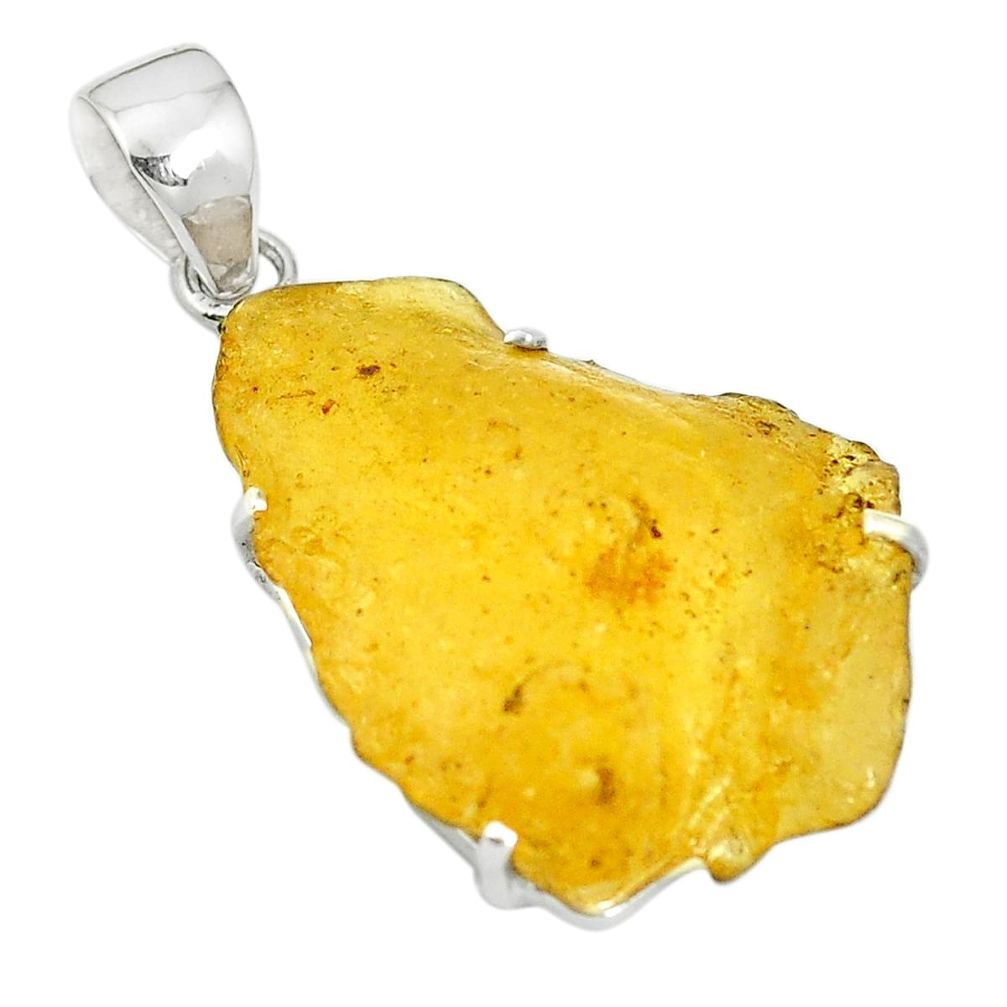 Natural yellow amber fancy 925 sterling silver pendant jewelry m55290