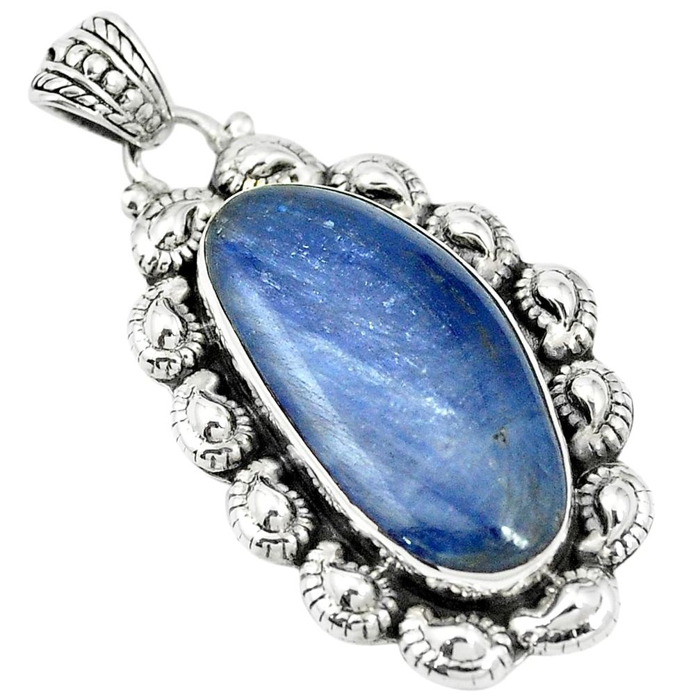 Natural blue kyanite 925 sterling silver pendant jewelry m55331