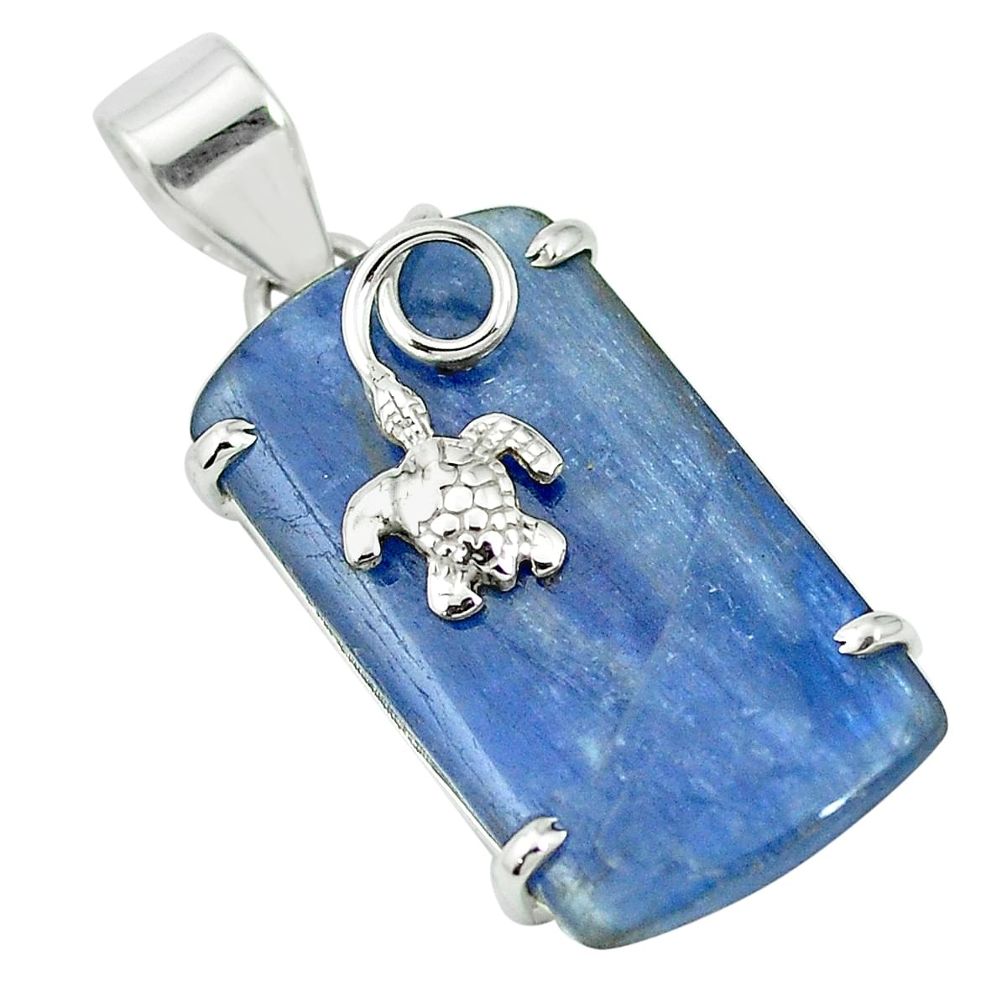 925 sterling silver natural blue kyanite turtle pendant jewelry m55439