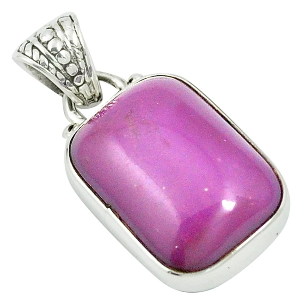 Natural purple phosphosiderite (hope stone) 925 silver pendant m55459