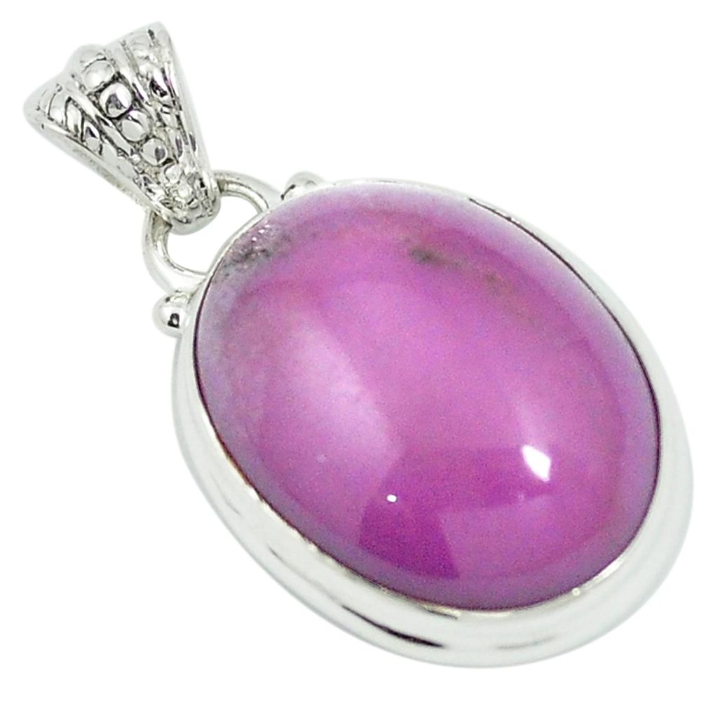 925 sterling silver natural purple phosphosiderite (hope stone) pendant m55460