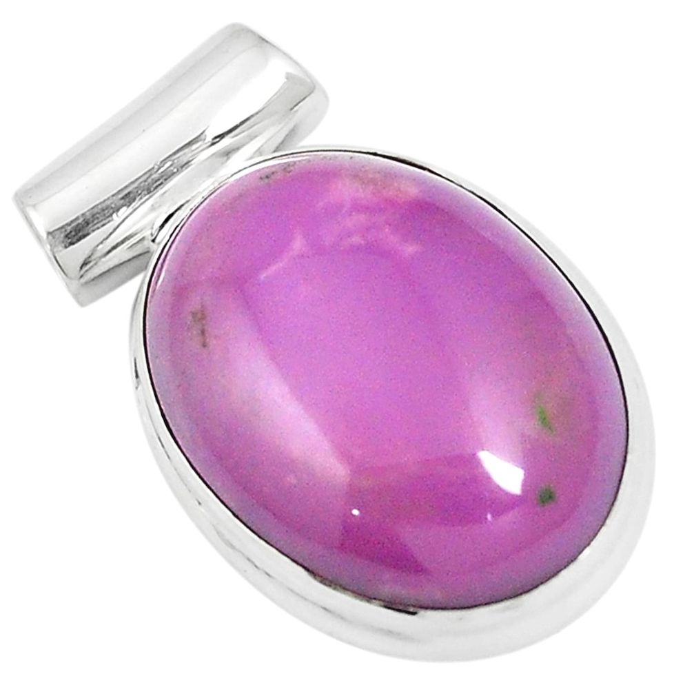 Natural purple phosphosiderite (hope stone) 925 silver pendant m55508