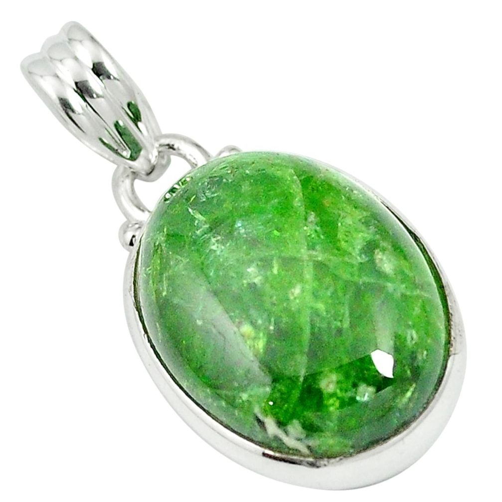 Natural green chrome diopside 925 sterling silver pendant m55530