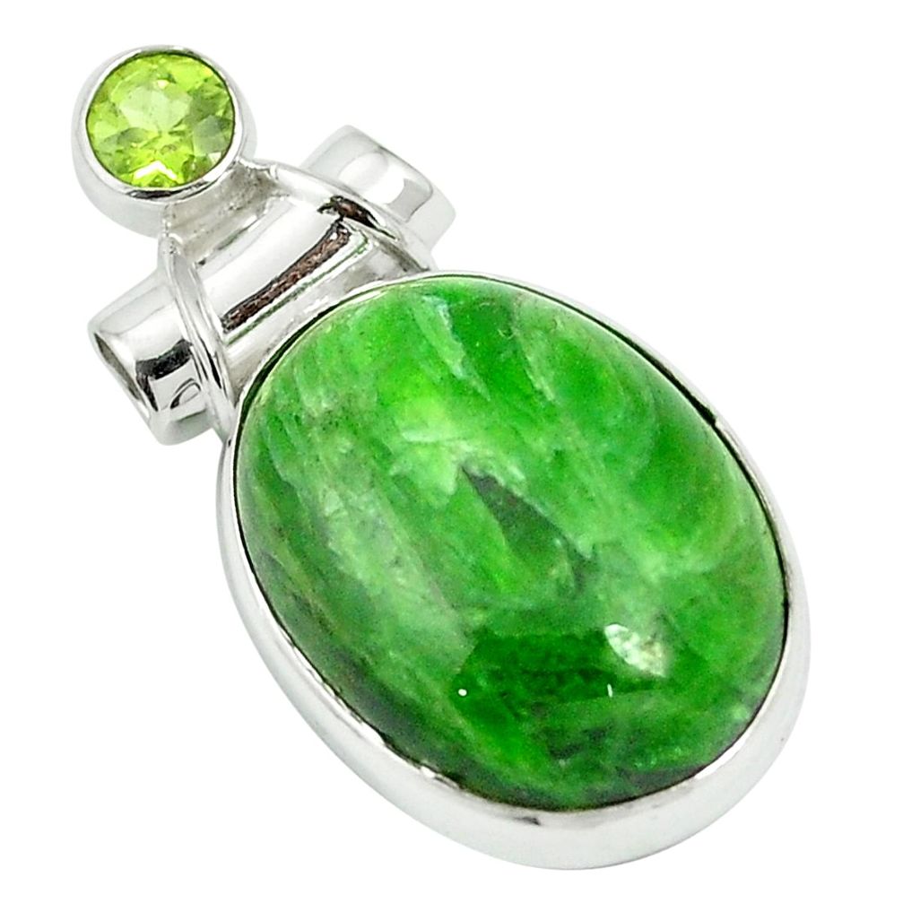 Natural green chrome diopside 925 sterling silver pendant m55538