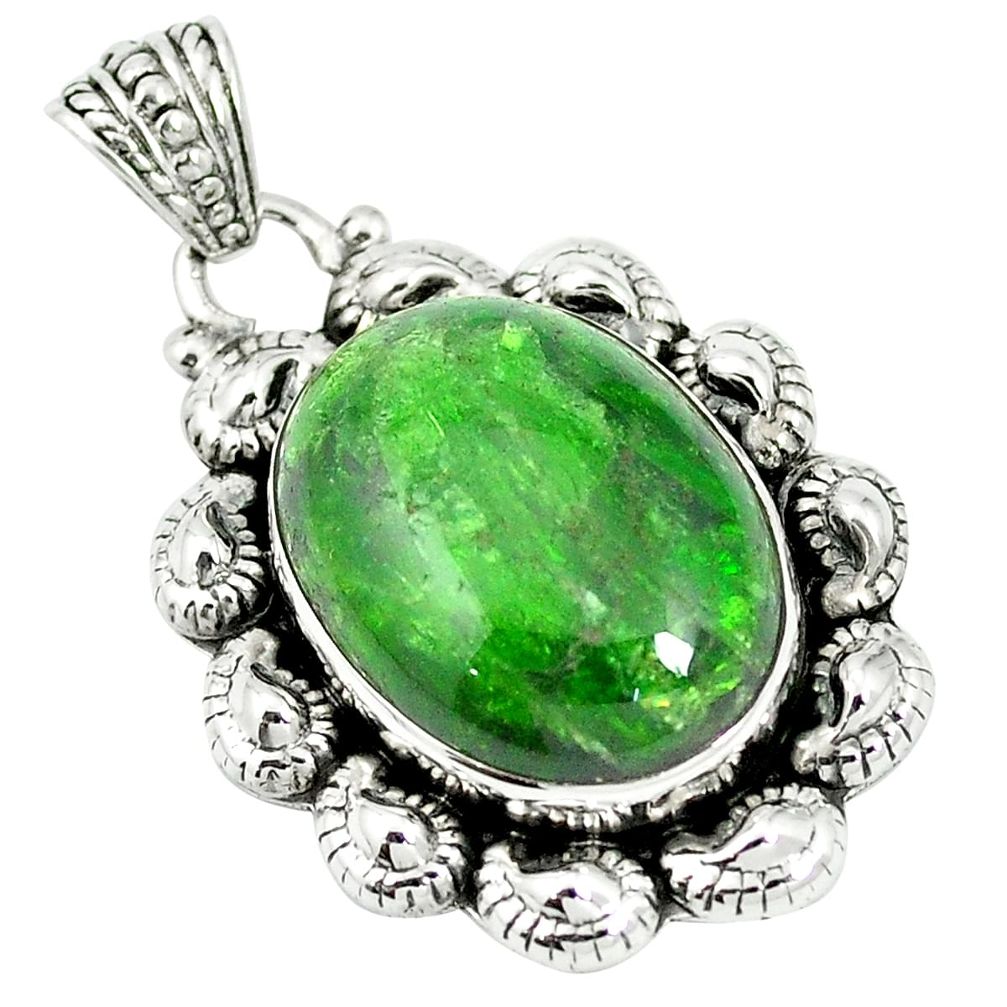 925 sterling silver natural green chrome diopside pendant jewelry m55539