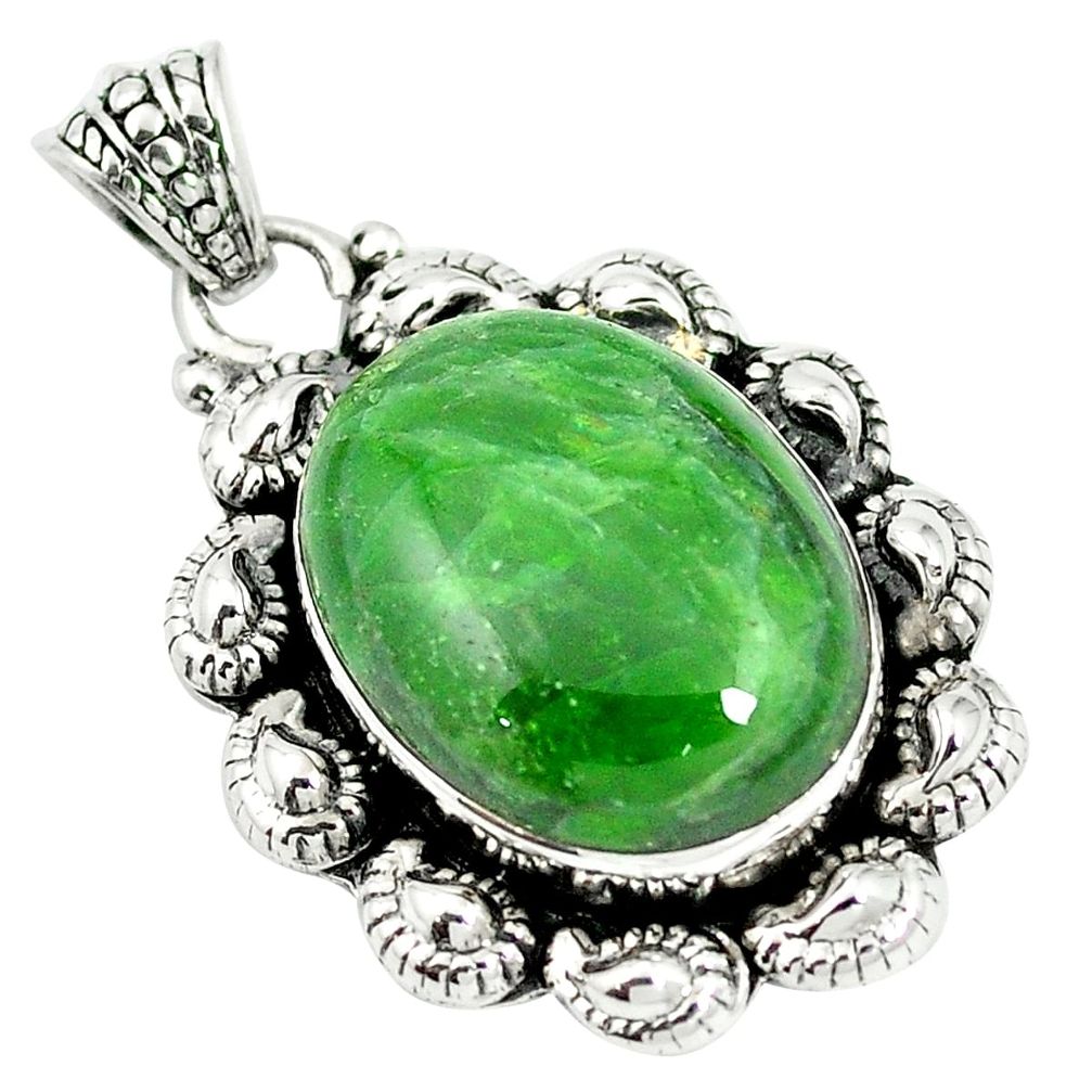 Natural green chrome diopside 925 sterling silver pendant m55540