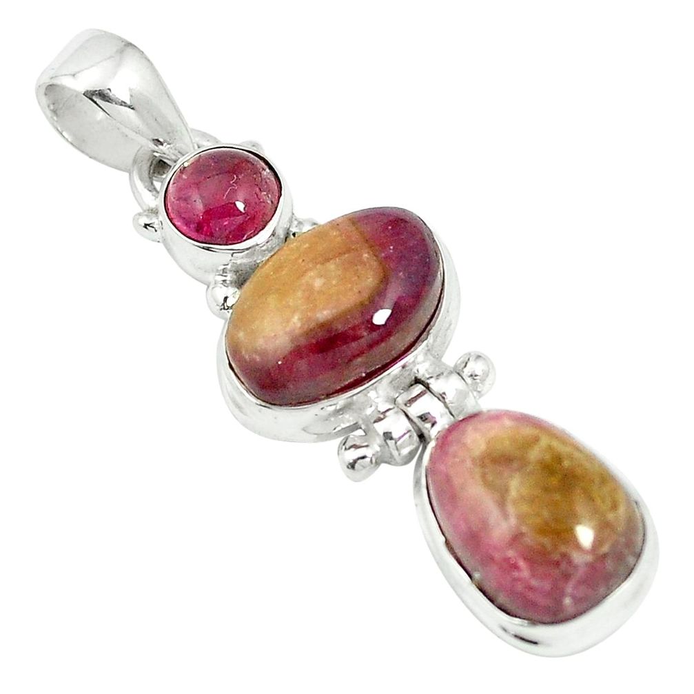 Natural pink bio tourmaline tourmaline 925 silver pendant jewelry m55590