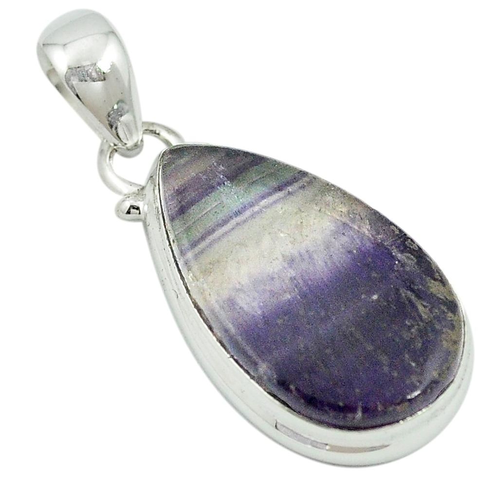 925 sterling silver natural multi color fluorite pear pendant jewelry m56104