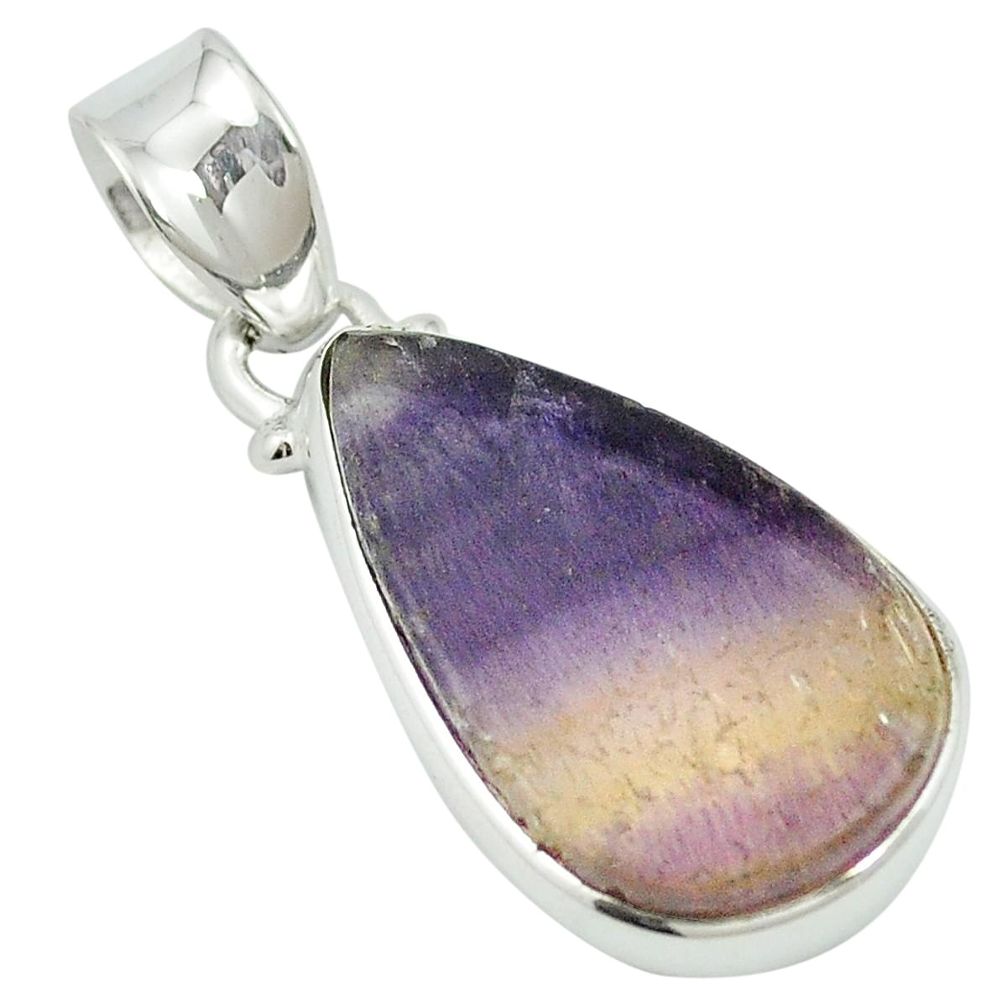 Natural multi color fluorite 925 sterling silver pendant jewelry m56107