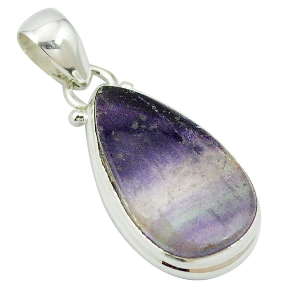 Natural multi color fluorite 925 sterling silver pendant jewelry m56115