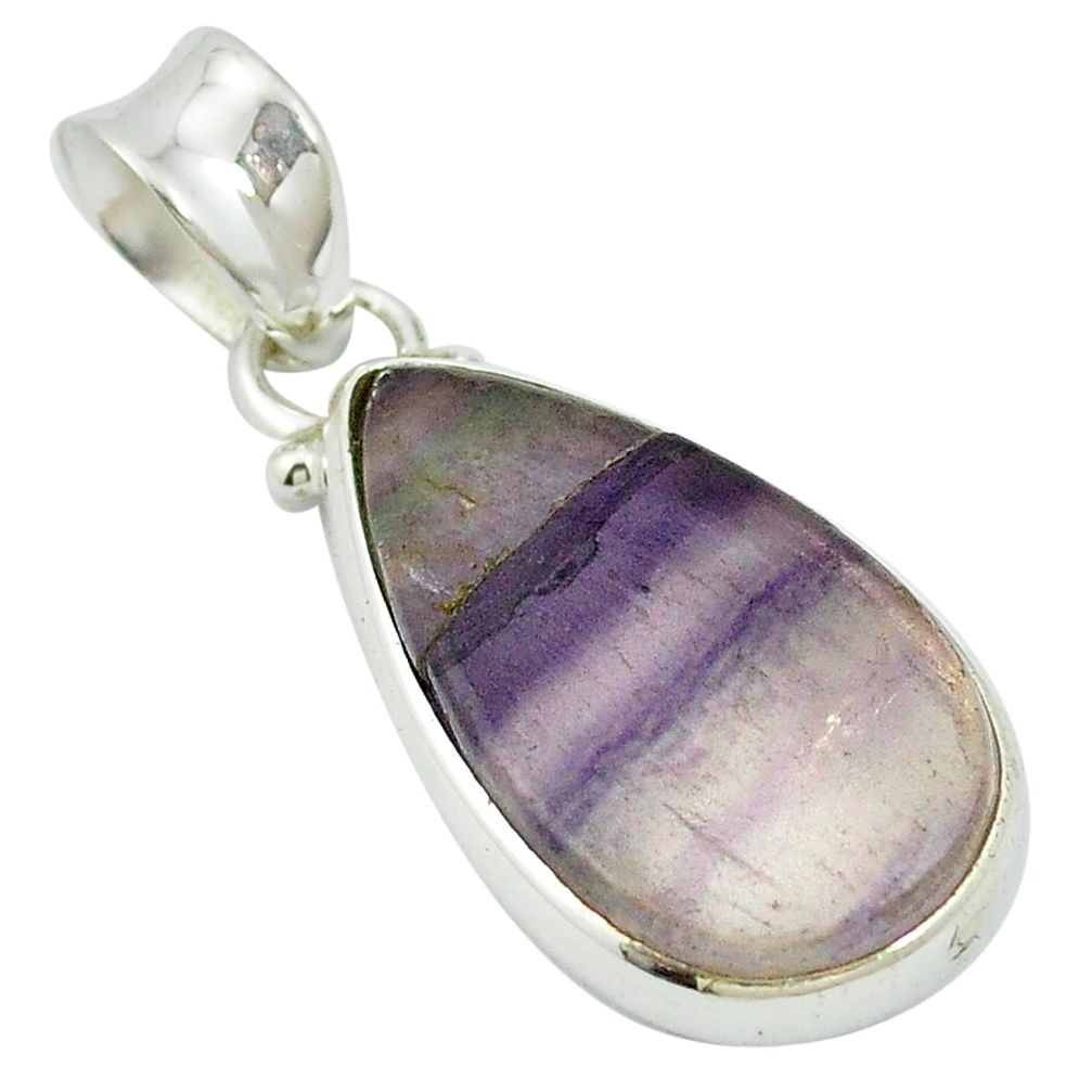 Natural multi color fluorite 925 sterling silver pendant jewelry m56117