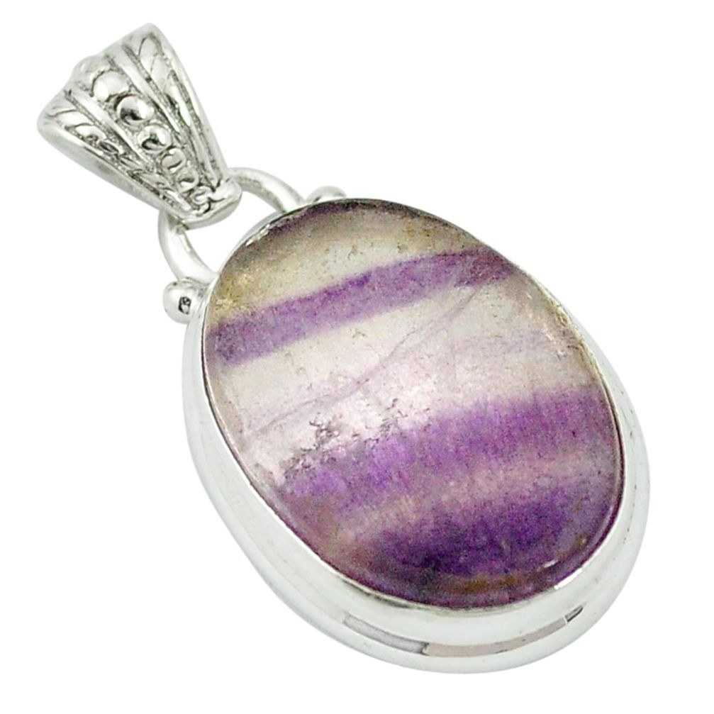 925 sterling silver natural multi color fluorite oval pendant jewelry m56120