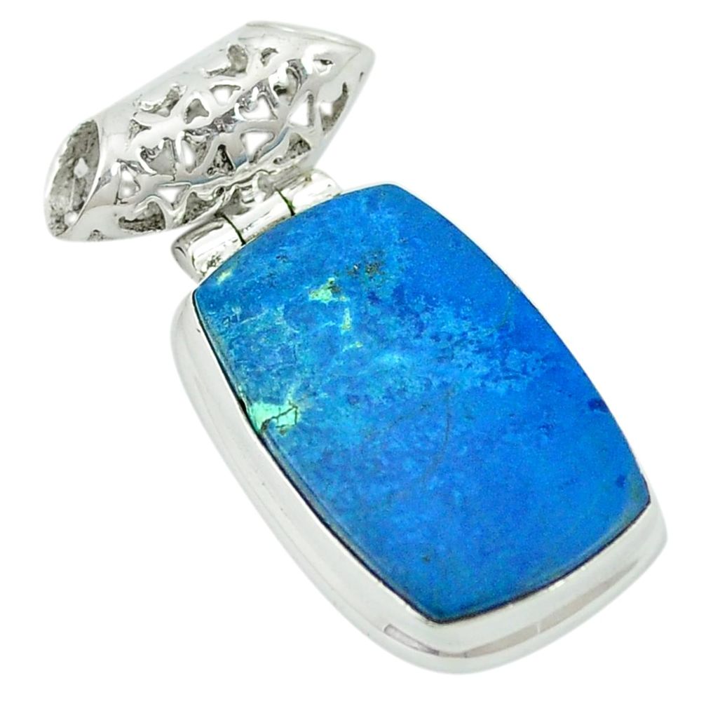 Natural blue shattuckite 925 sterling silver pendant jewelry m56134