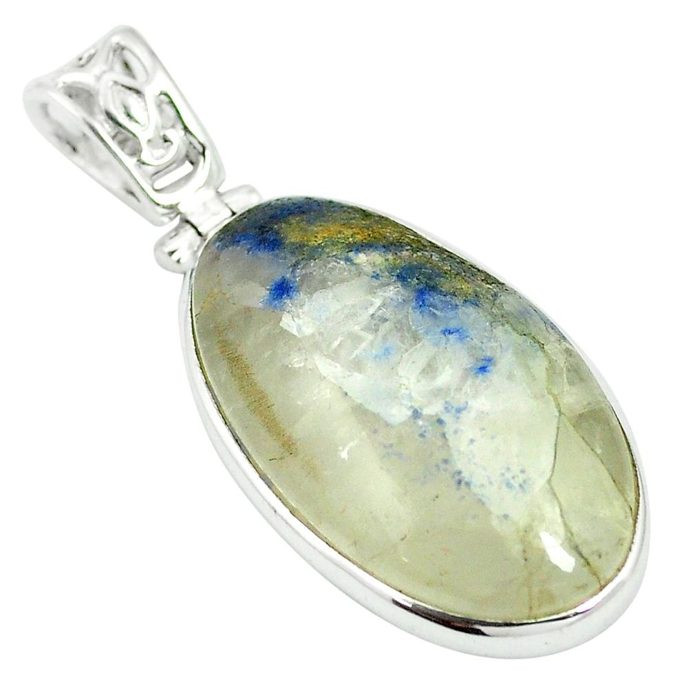 Natural blue dumortierite 925 sterling silver pendant jewelry m56561