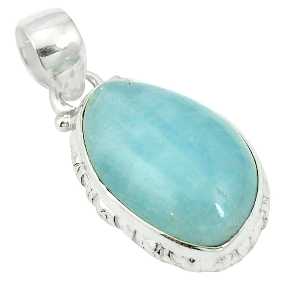 925 sterling silver natural blue aquamarine pendant jewelry m56592