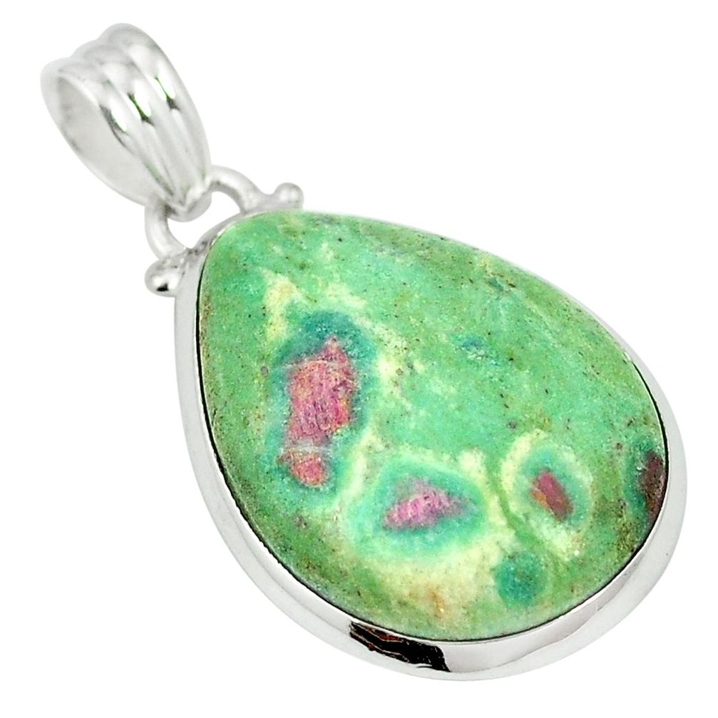 925 sterling silver natural pink ruby in fuchsite pendant jewelry m56624