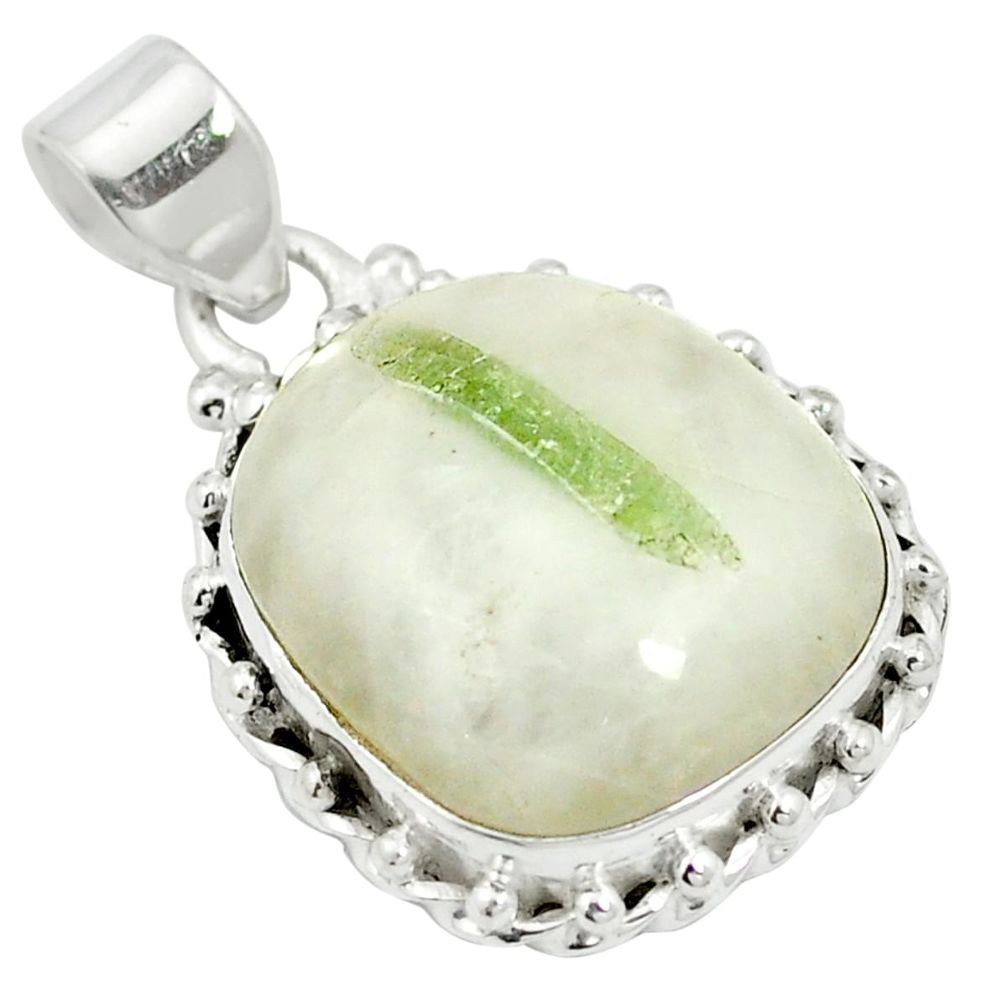 925 sterling silver natural green tourmaline in quartz pendant jewelry m56640