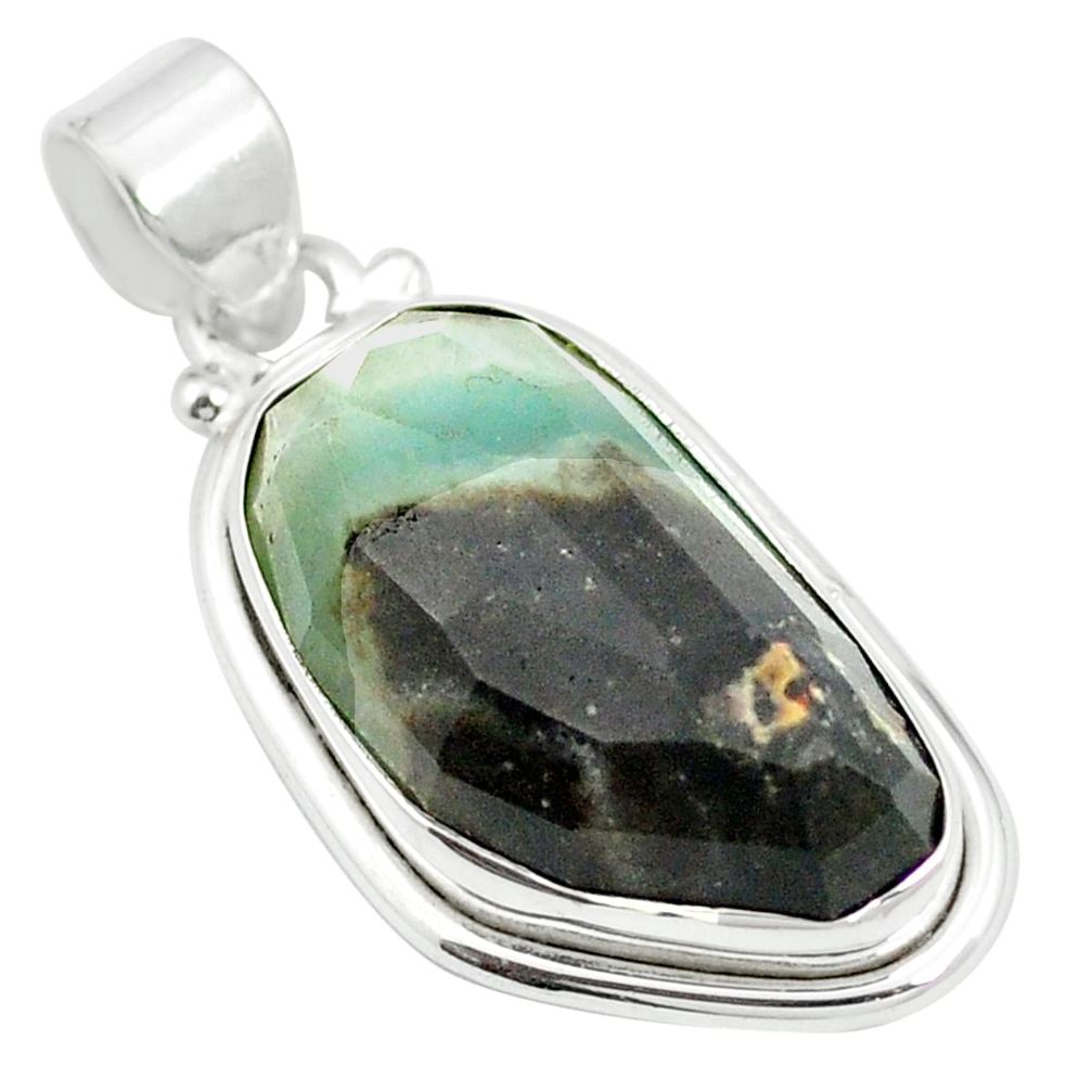 16.70cts black gold amazonite 925 sterling silver pendant jewelry m56644