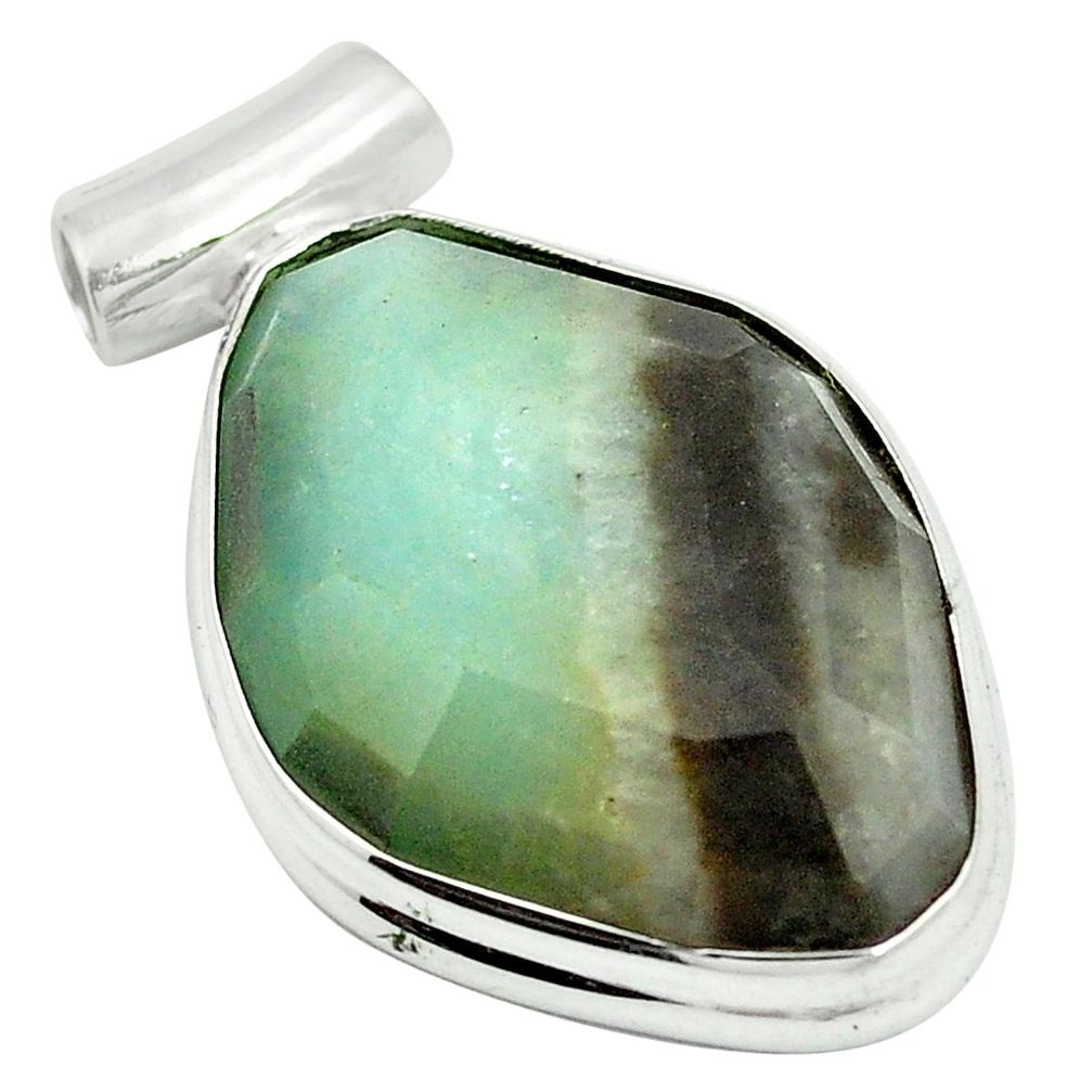 19.20cts black gold amazonite 925 sterling silver pendant jewelry m56654